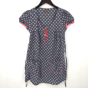 5 For $50🔥  COPPER KEY retro 100% Cotton tunic shirt boho Blue Floral M women's